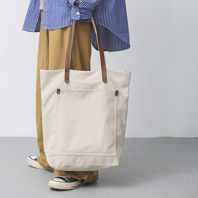 Customer's Logo Retro Art Canvas Shoulder Bag Minimalist Design for Company Event Gift