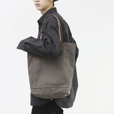 Customer's Logo Retro Art Canvas Shoulder Bag Minimalist Design for Company Event Gift