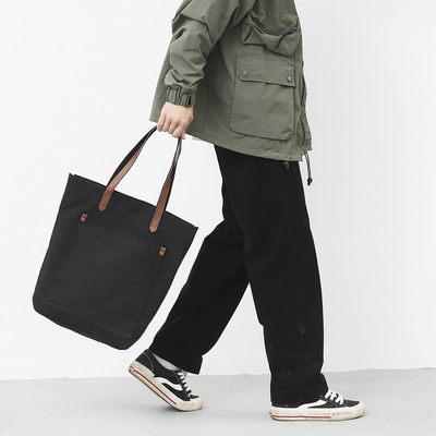 Customer's Logo Retro Art Canvas Shoulder Bag Minimalist Design for Company Event Gift