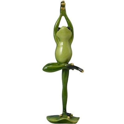 Promotion Decorate Gifts Glass Yoga Frog Resin Craft for TV Cabinet and Wine Cabinet