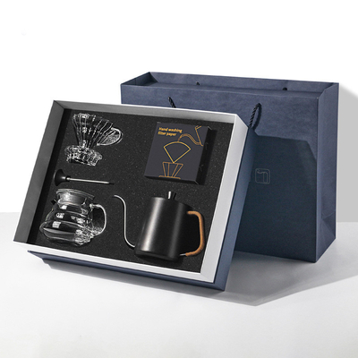 Coffee Utensils Gift Box 5-Piece Set with Hand Brewed Pot Filter Cup Sharing Pot Thermometer and Filter Paper