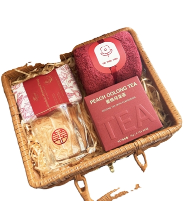 Six-Piece Exquisite Wicker Woven Basket Wedding Birthday Gift Set for Guests Opening