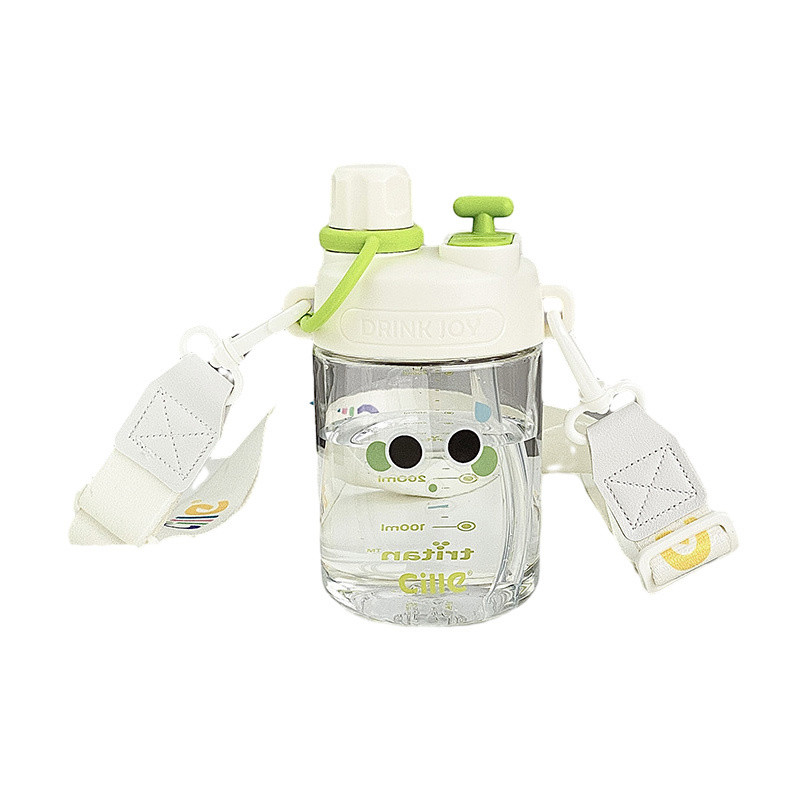 Customer's Logo Water Bottle Cute Expression Juice Straw Cup with High Aesthetic Value