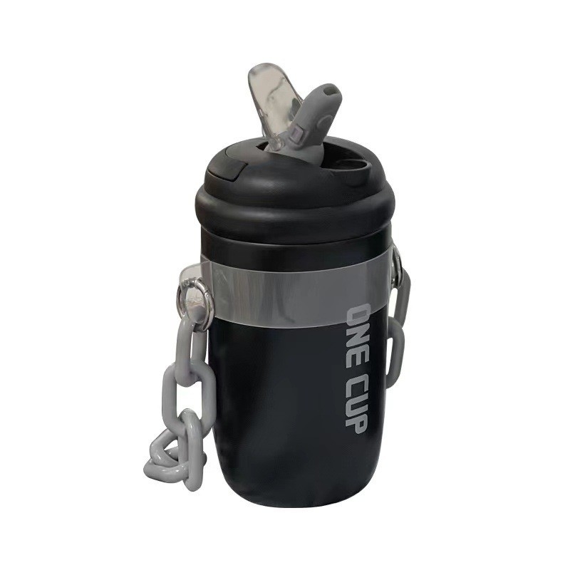 Custom Logo Straw Cup Insulated Aesthetic Hand-Held Chain Water Cup for Employee Gifts