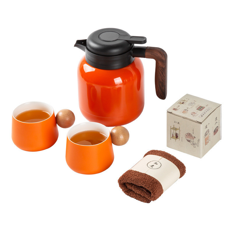 Customized Presentation Gift Set Ceramic Teapot 2 Cups Tea Towel 6 White Tea Pieces