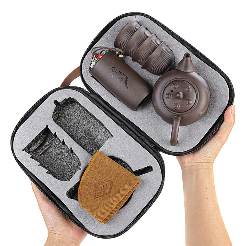 Travel Tea Making Cup Combination Perfect for Activities Portable Purple Sand Tea Set