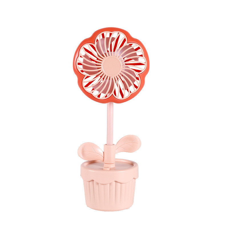Office Products Rechargeable Potted Plant Fan in Cute Cartoon Flower Design for Summer