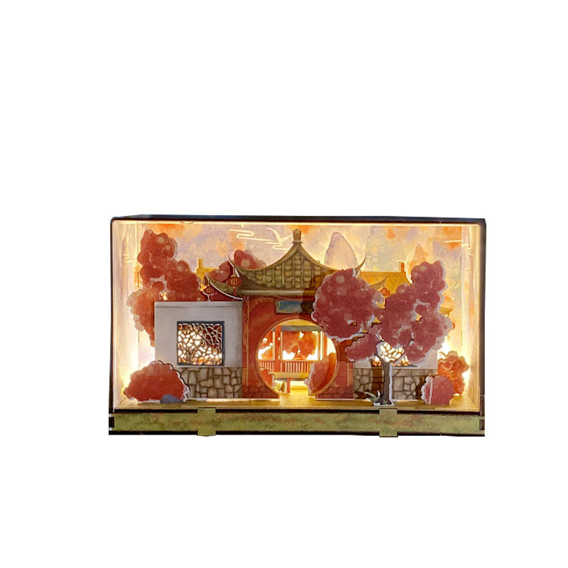 Silk Screen Printing Techniques Chinese Style Wooden Night Lantern for Easter Decoration