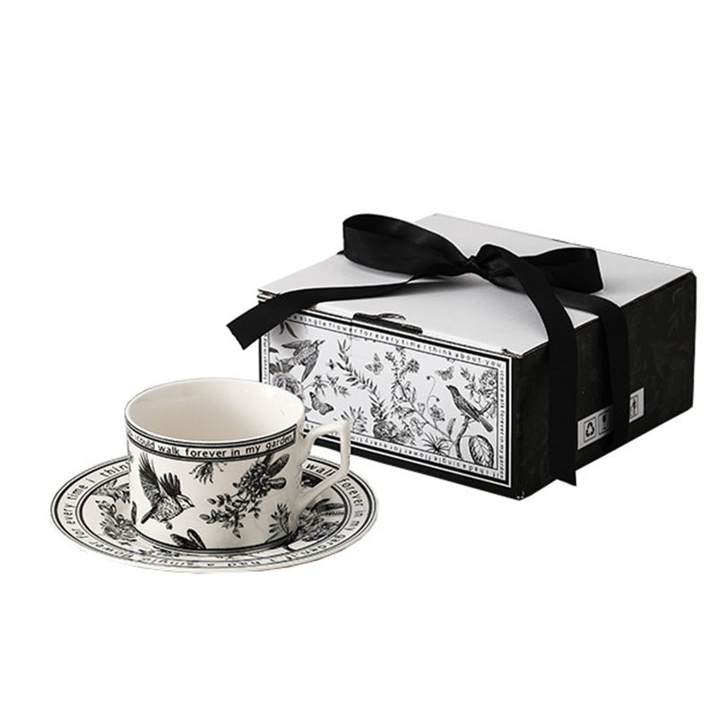 Xiao Xiangfeng Black and White Coffee Cup and Plate Combo Perfect for Sports and Games