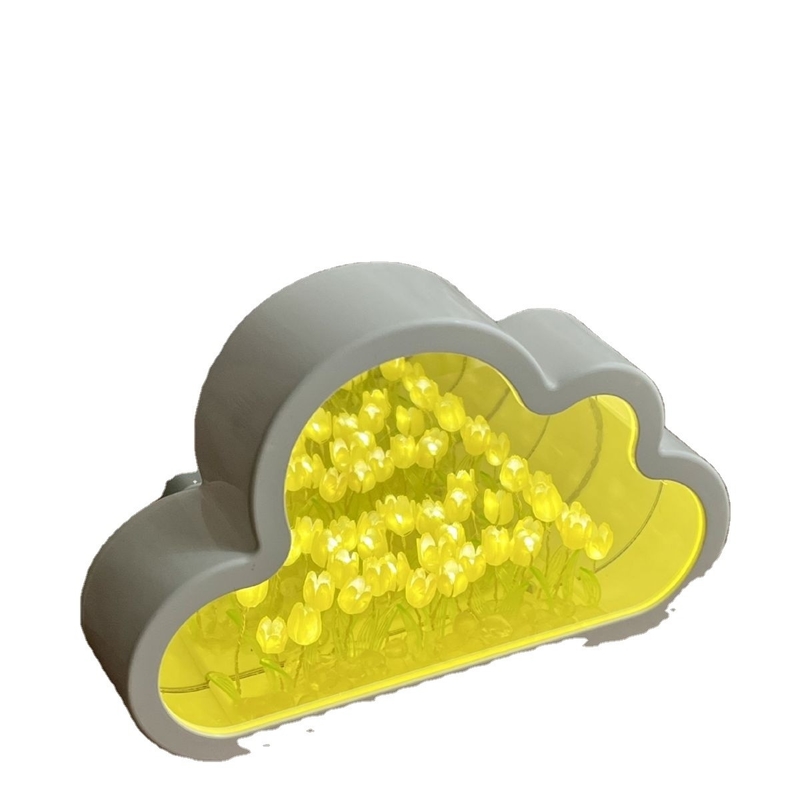 Handmade DIY Cloud Tulip Mirror Night Lamp One Object Two Uses Ideal for Novelty Gifts