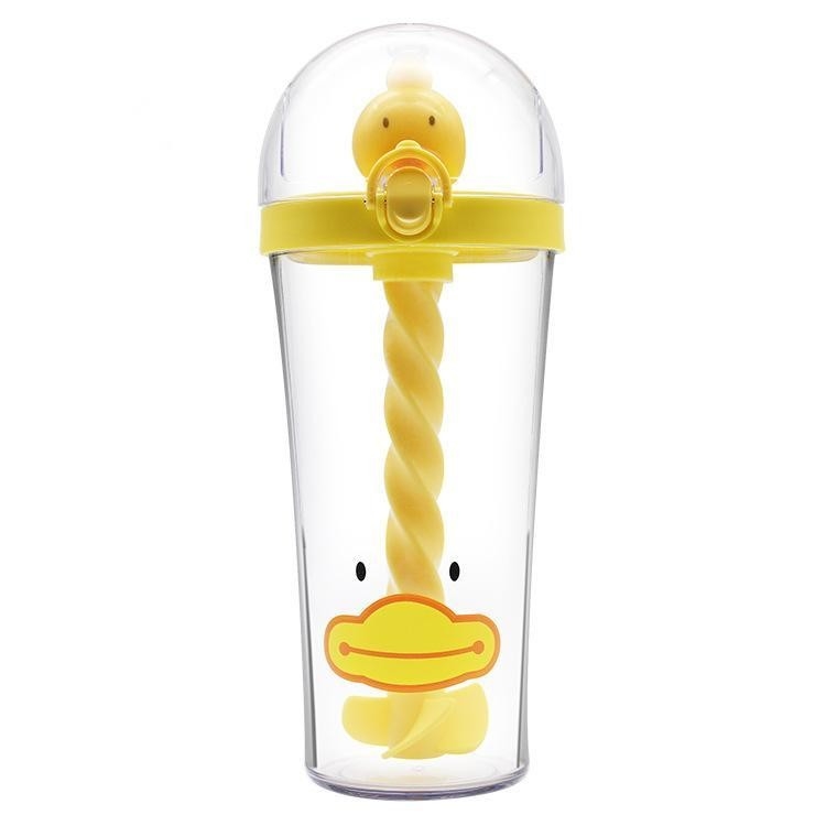2 Color Graphics Little Yellow Duck Straw Cup Perfect Gift for Travel Agency Clients