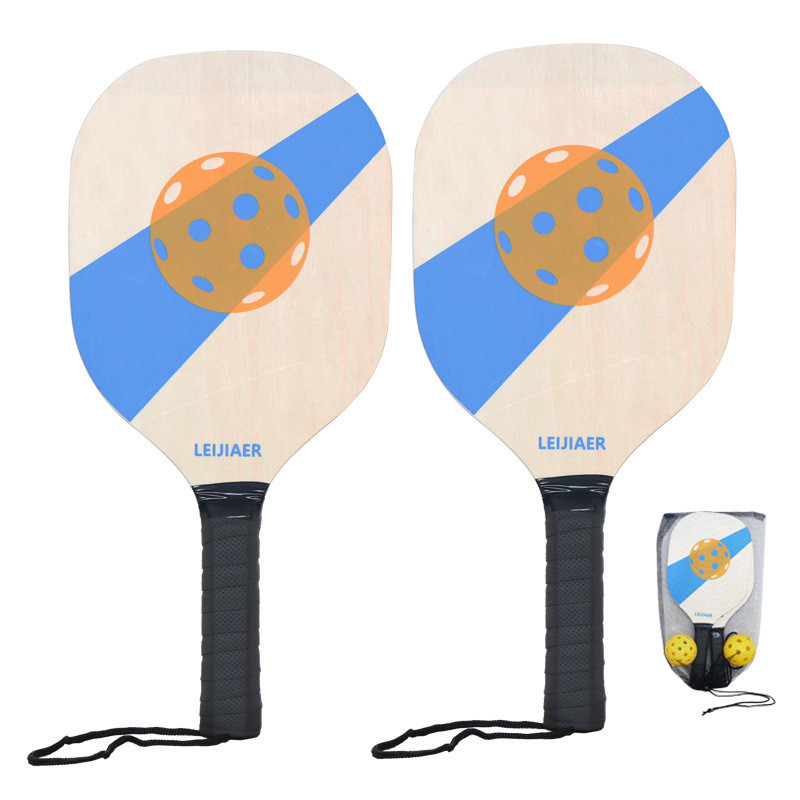 2 Wood Colored Pik Racquets and 2 Pik Balls Essential for Promoting Your Office