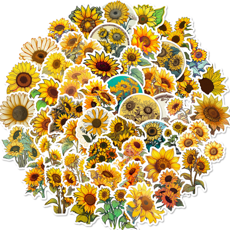 Creative Sunflower Puffy Stickers for Children's Stationery Box Decoration Map No. 0202