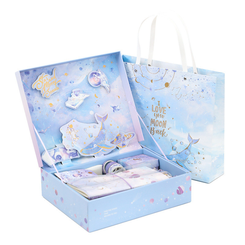 Blue Cartoon 3D Gift Box Set Ideal for Student Prizes and Giveaways Featuring Cute Design