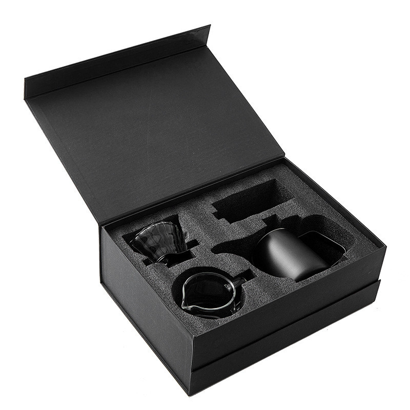 Handmade Coffee Gift Box Set Long Mouth Water Bottle Filter Cup Sharing Pot Hand Shake Bean Grinder Filter Paper Gifts