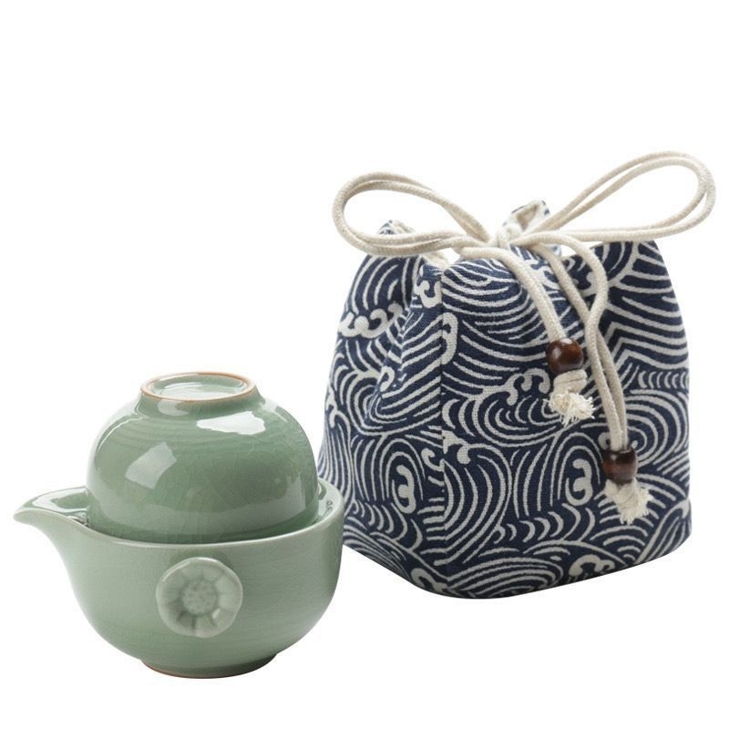 Portable Ceramic Ge Kiln Quick Guest Cup One Pot Two Cups Travel Tea Set Activity Gift