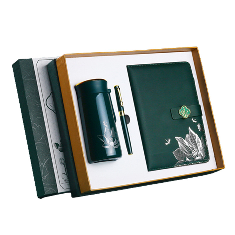 Color Printed Business Gift Set Notepad Insulation Cup and Pen for Customized Logo