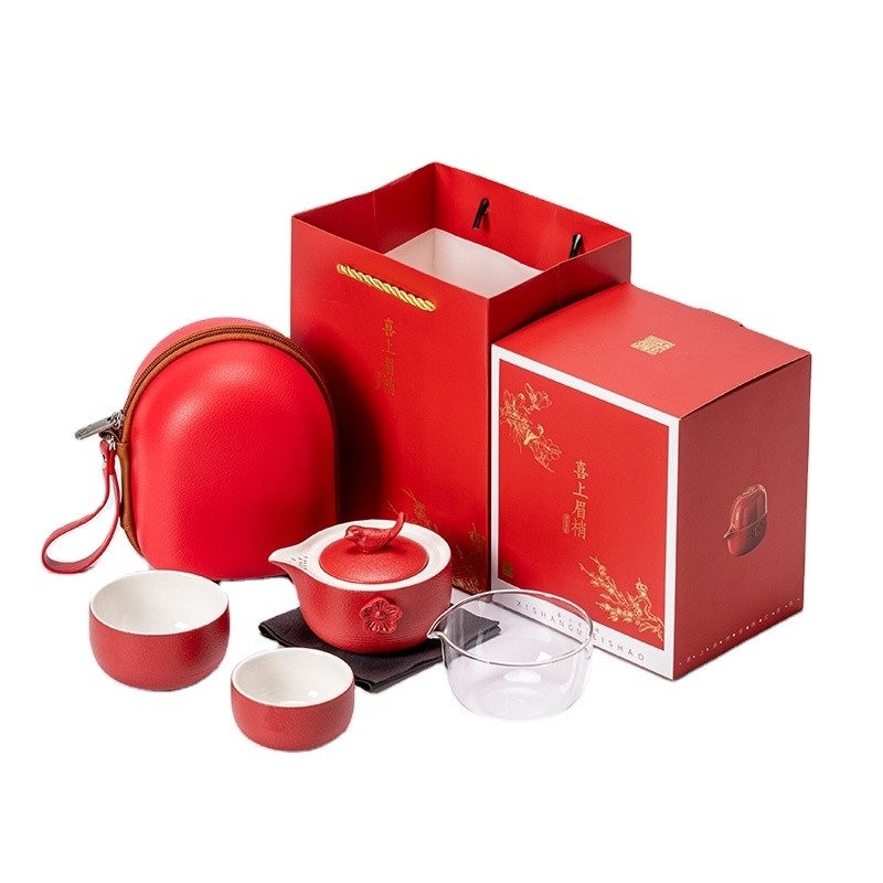 Customer's Logo Chinese Style Tea Set in Portable EVA Bag Perfect for Sports and Games