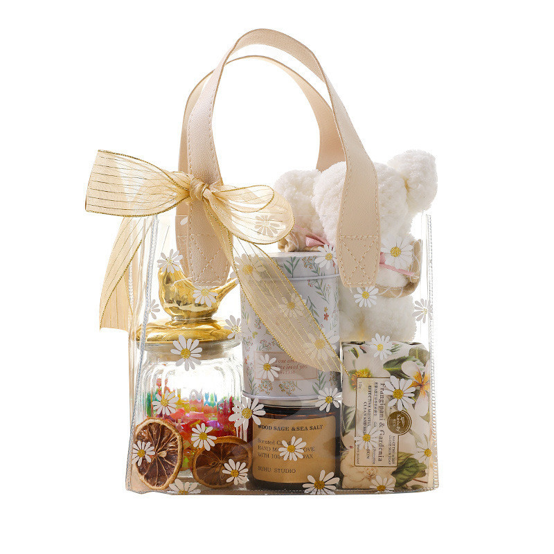 Hotel and Resort Gifts Little Daisy Hand-held PVC Bow Ribbon Gift Box for Goddess Day