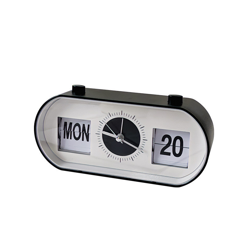 Hotel and Resort Manual Button Desktop Alarm Clock with Creative Page Flipping Calendar