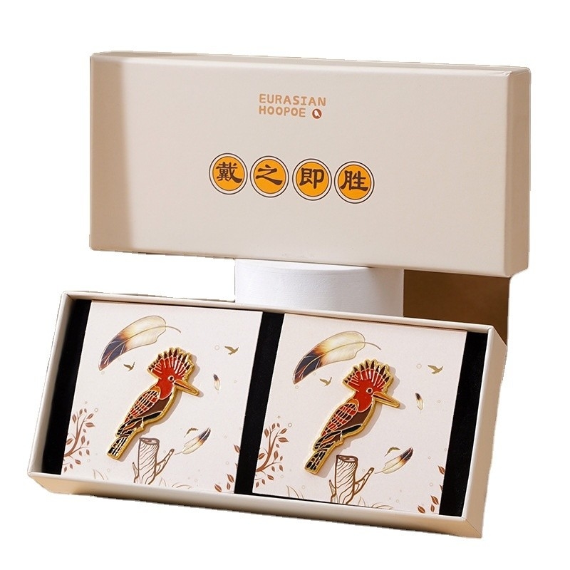 National Tide Good Luck Auspicious Bird Gift Box Set Brooch *2 Business Gift Customization