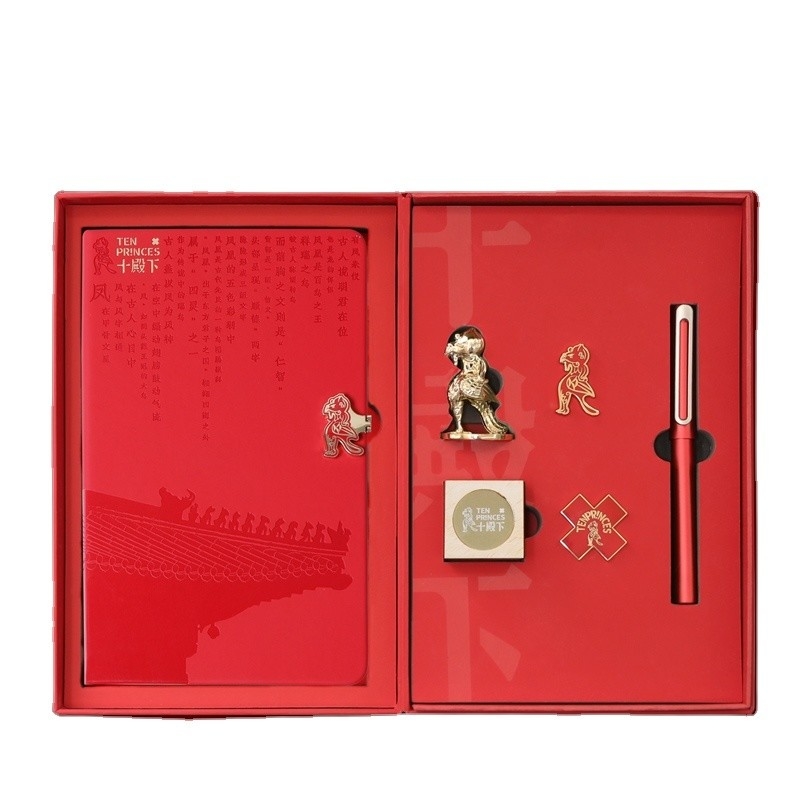 Gift Set for Agriculture Industry Hand Ledger Book Signature Pen Badge and Phoenix Ornament