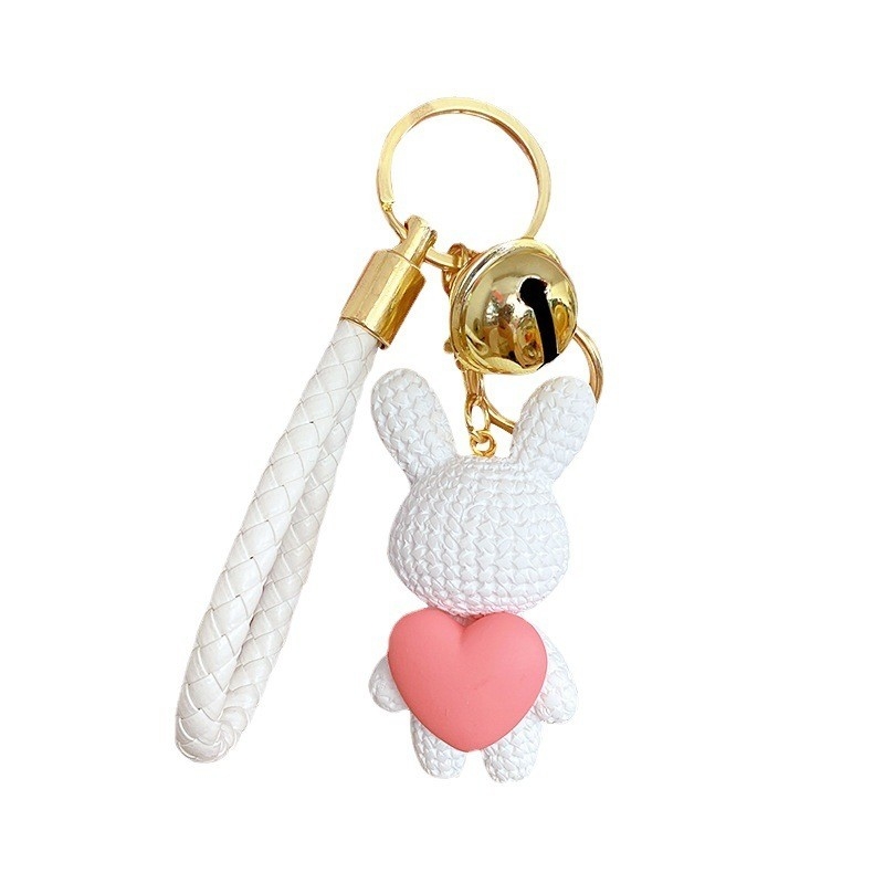 2 Color Graphics Resin Woven Love Rabbit Keychain for Mid Autumn Festival Celebration