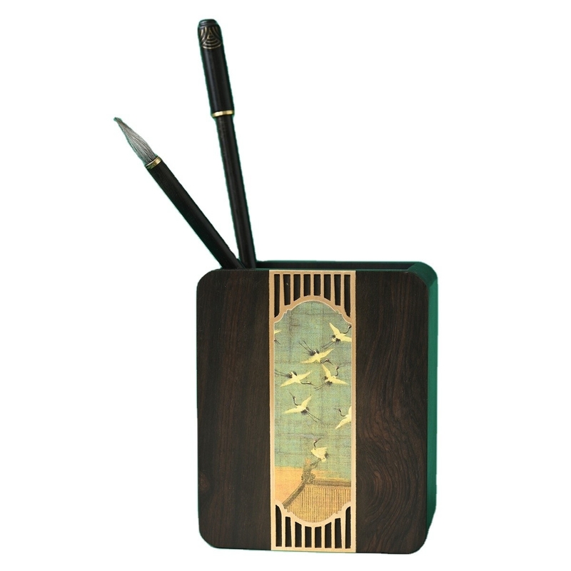 Travel Agency Desktop Decorative Ornaments April Fool's Day Red Wooden Pen Holder Set
