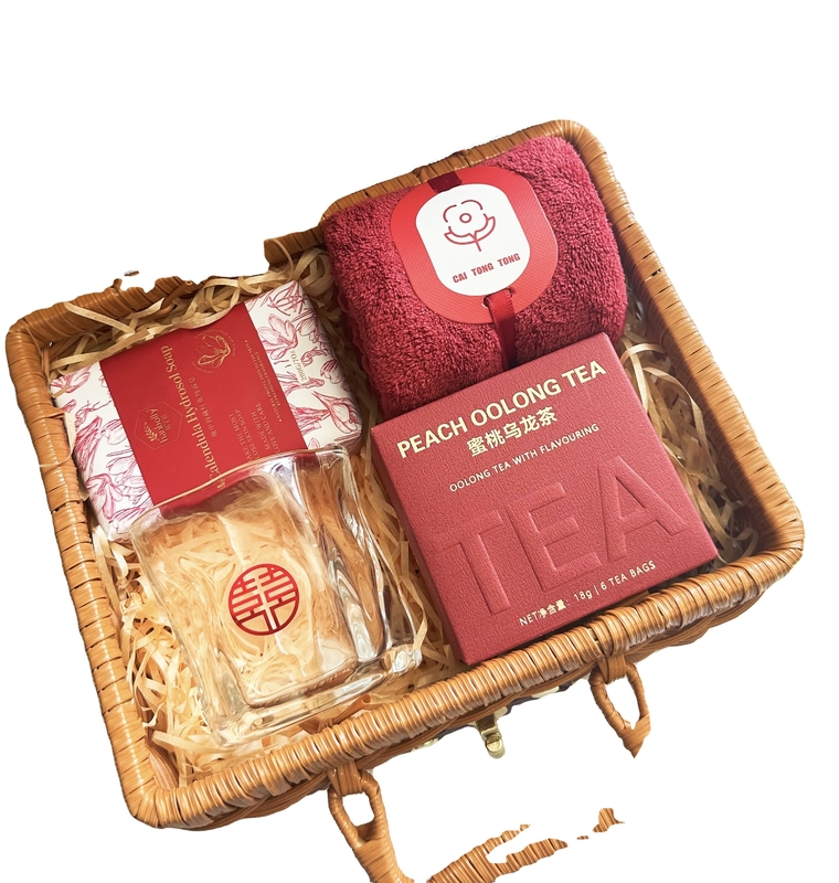 Six-Piece Exquisite Wicker Woven Basket Wedding Birthday Gift Set for Guests Opening